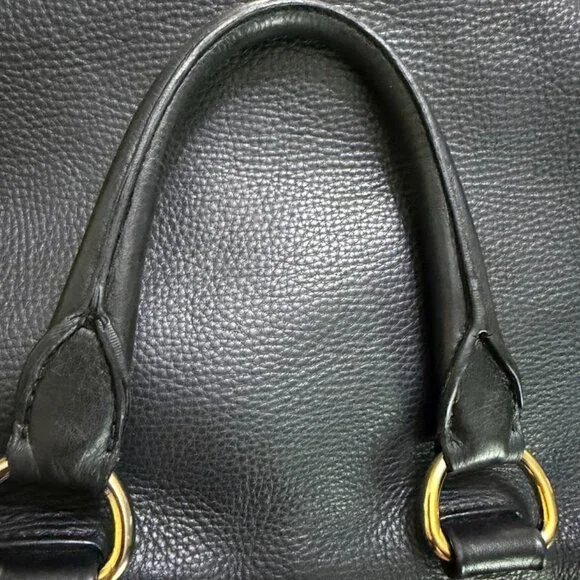 Prada Black Leather Tote Bag Large Shoulder Bag Gold Hardware Authentic - Picture 10 of 15